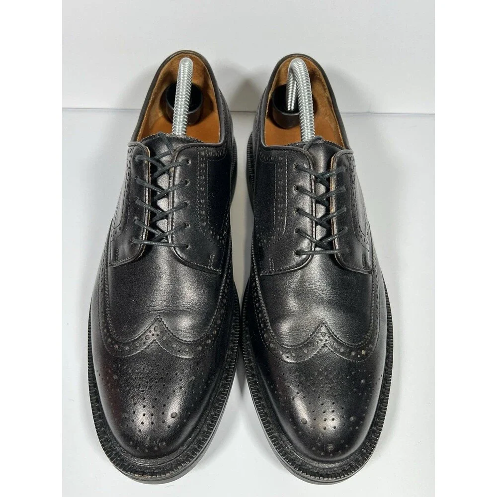 Polo Ralph Lauren Asher Black Cow Leather Wing Tip Lace-up Oxford men's 8.5D